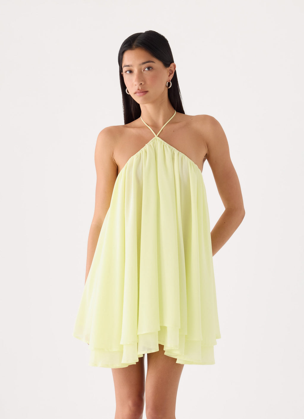 Halter Elastic Chiffon Mini