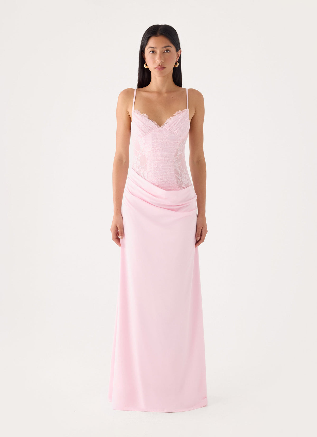 Sheer Drape Evening Gown