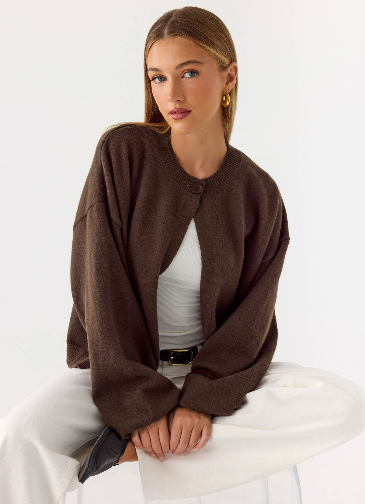 Acrylic-Blend Drape Cardigan