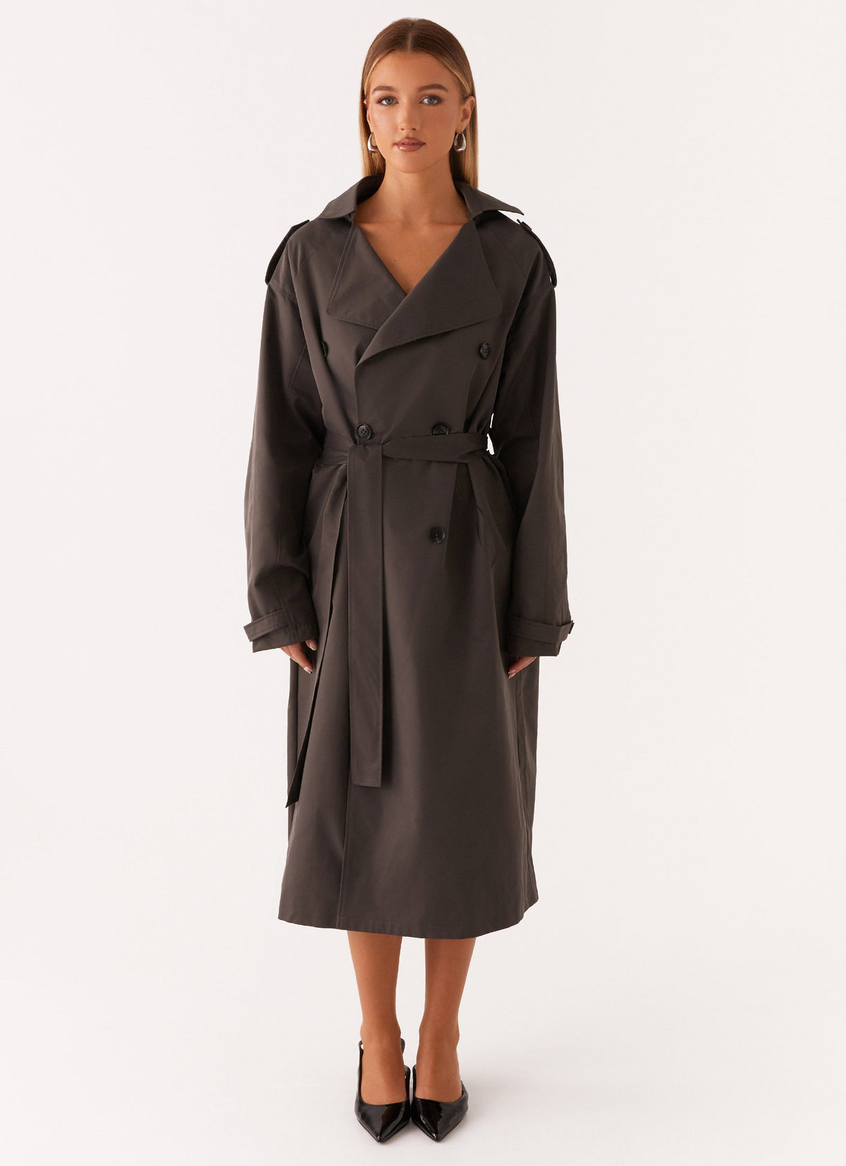 Front-Pocket Sleeve-Tie Trench