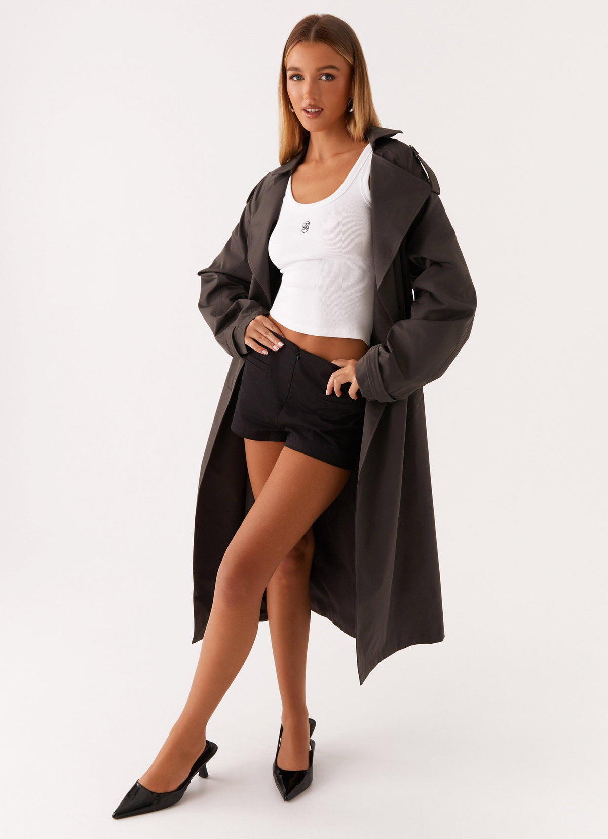 Front-Pocket Sleeve-Tie Trench