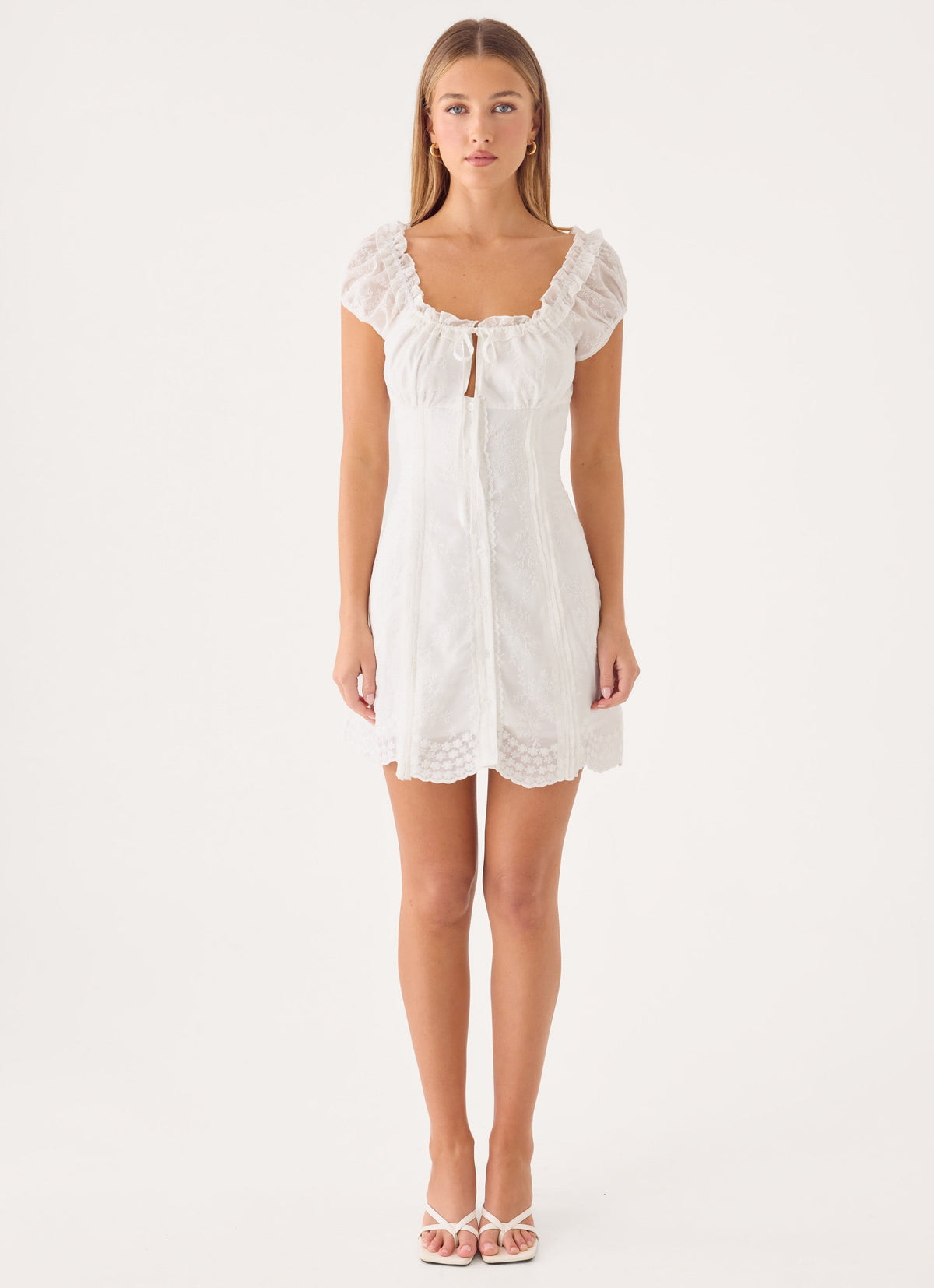 Sheer Cap Sleeve Cinched Mini