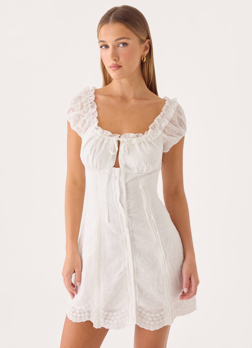 Sheer Cap Sleeve Cinched Mini