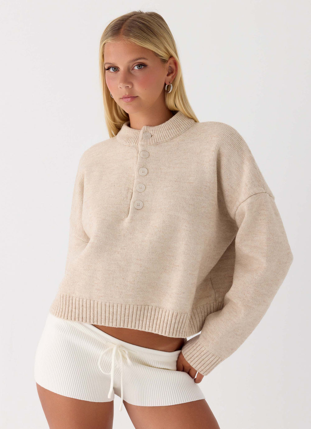 Drape Half-Close Knit Top