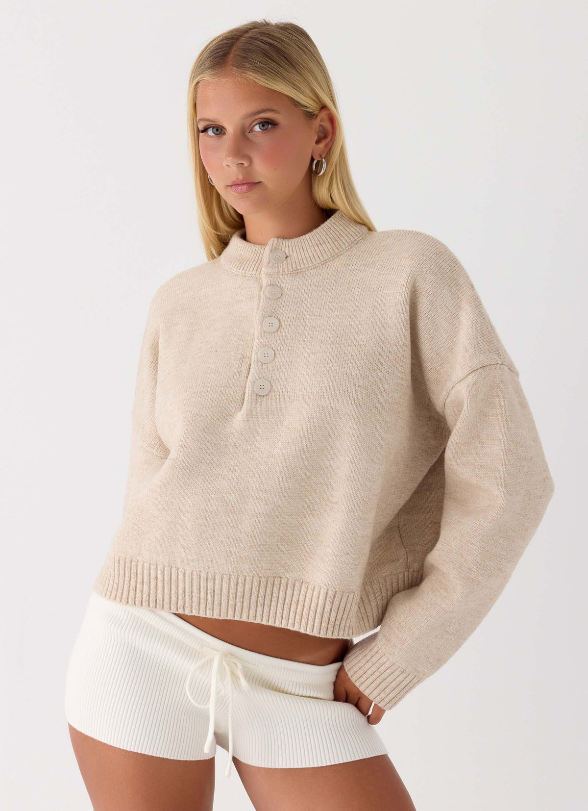 Drape Half-Close Knit Top