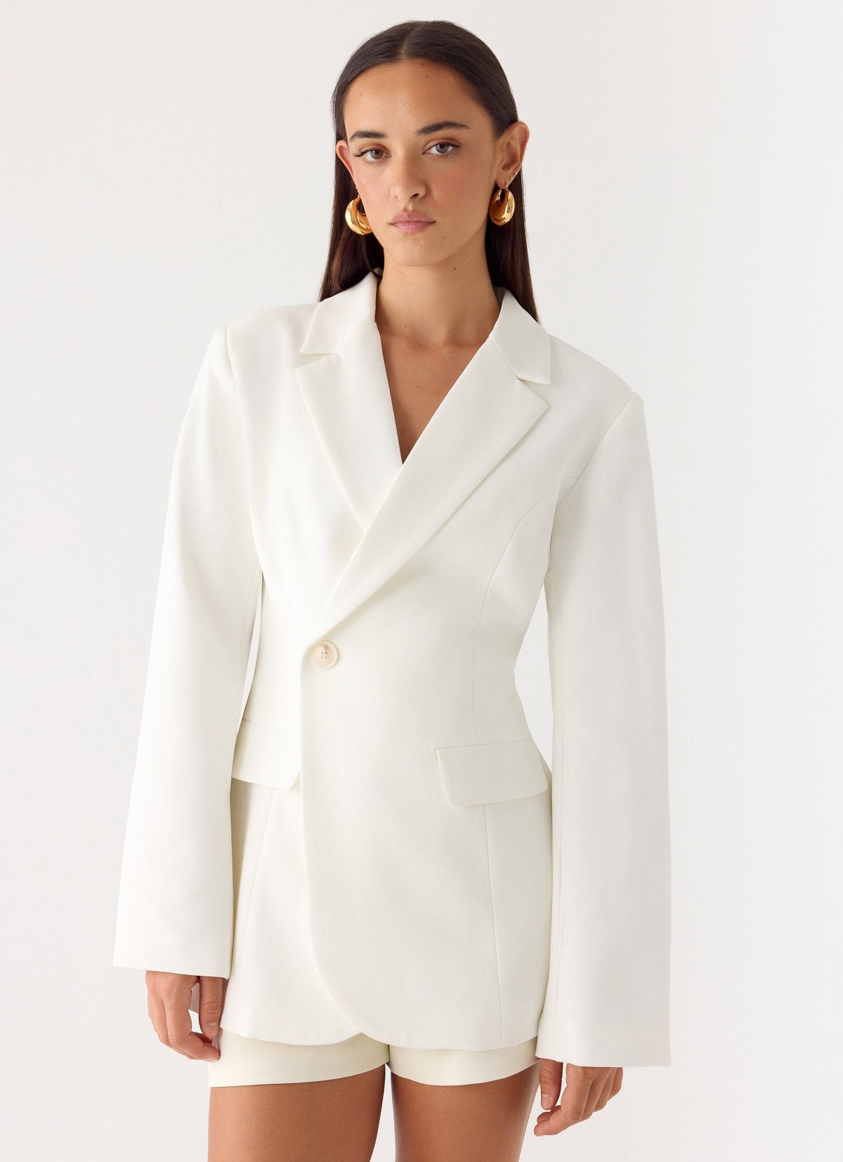Cinched Single-Button Blazer