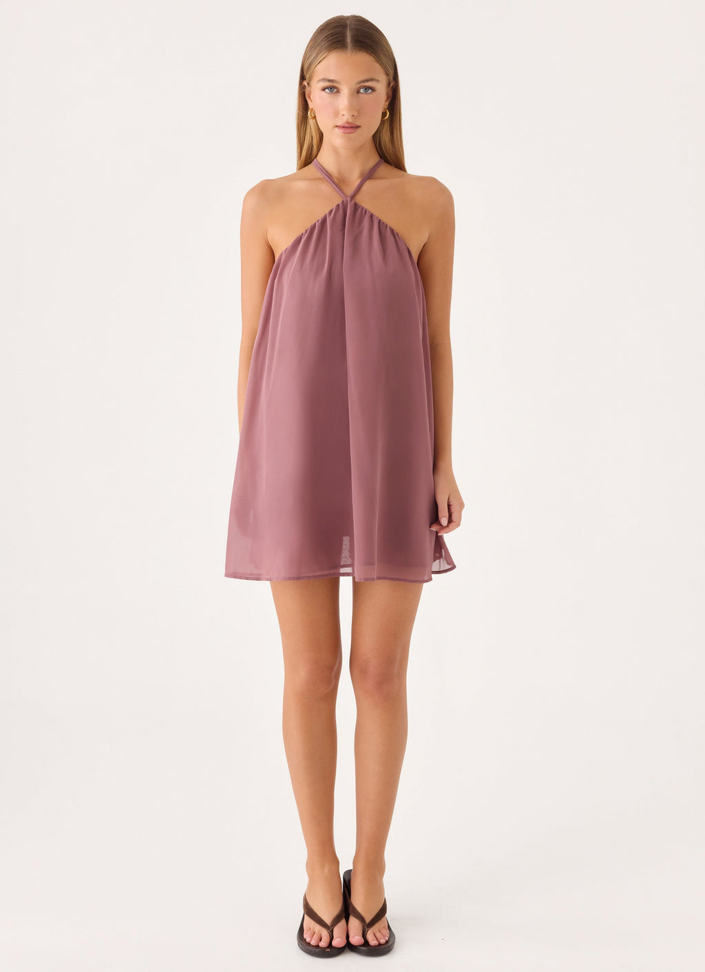 Halter Chiffon Open-Back Mini
