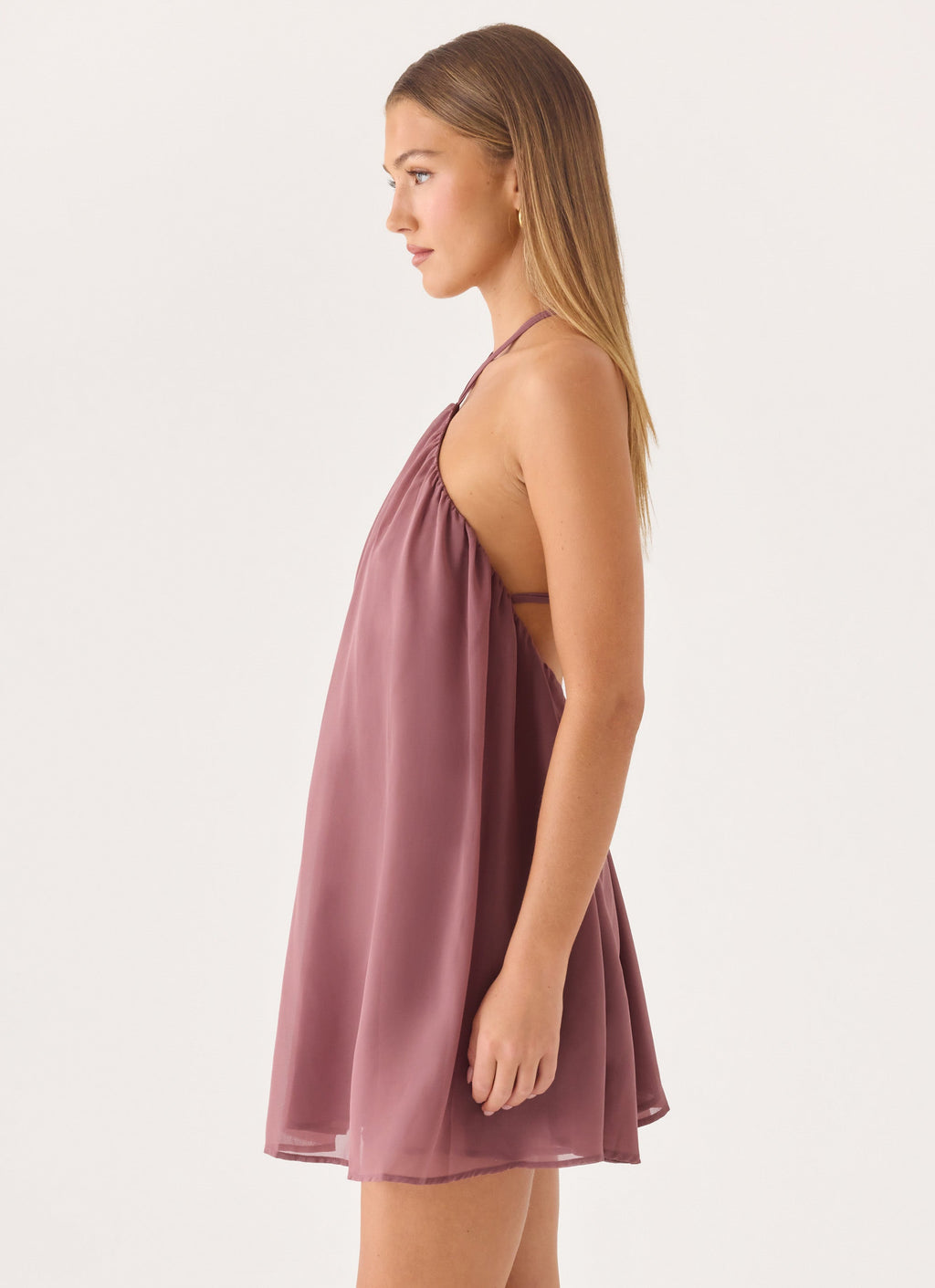 Halter Chiffon Open-Back Mini