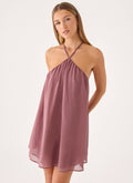 Halter Chiffon Open-Back Mini