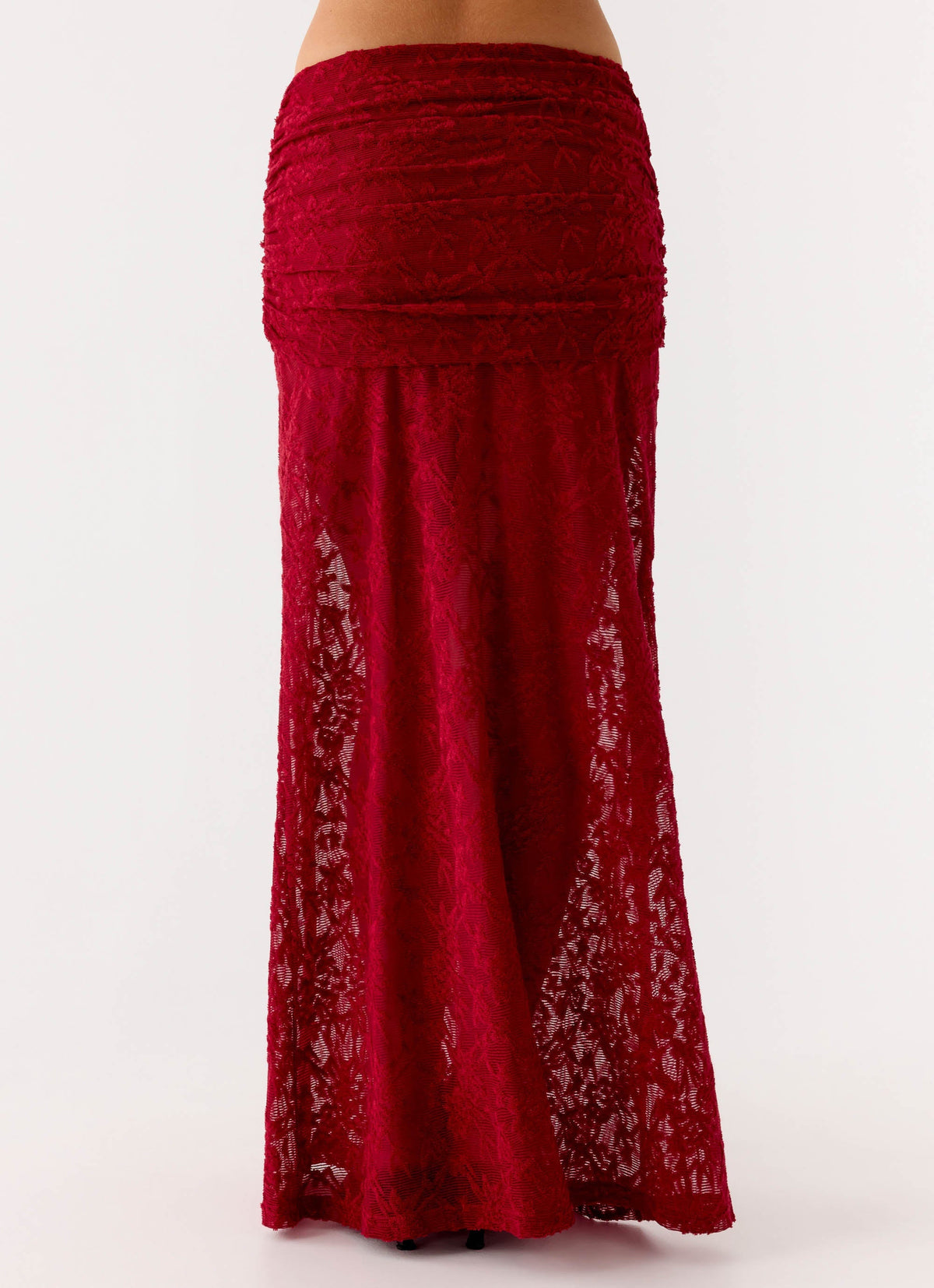 Ruched-Lace Stretch Maxi