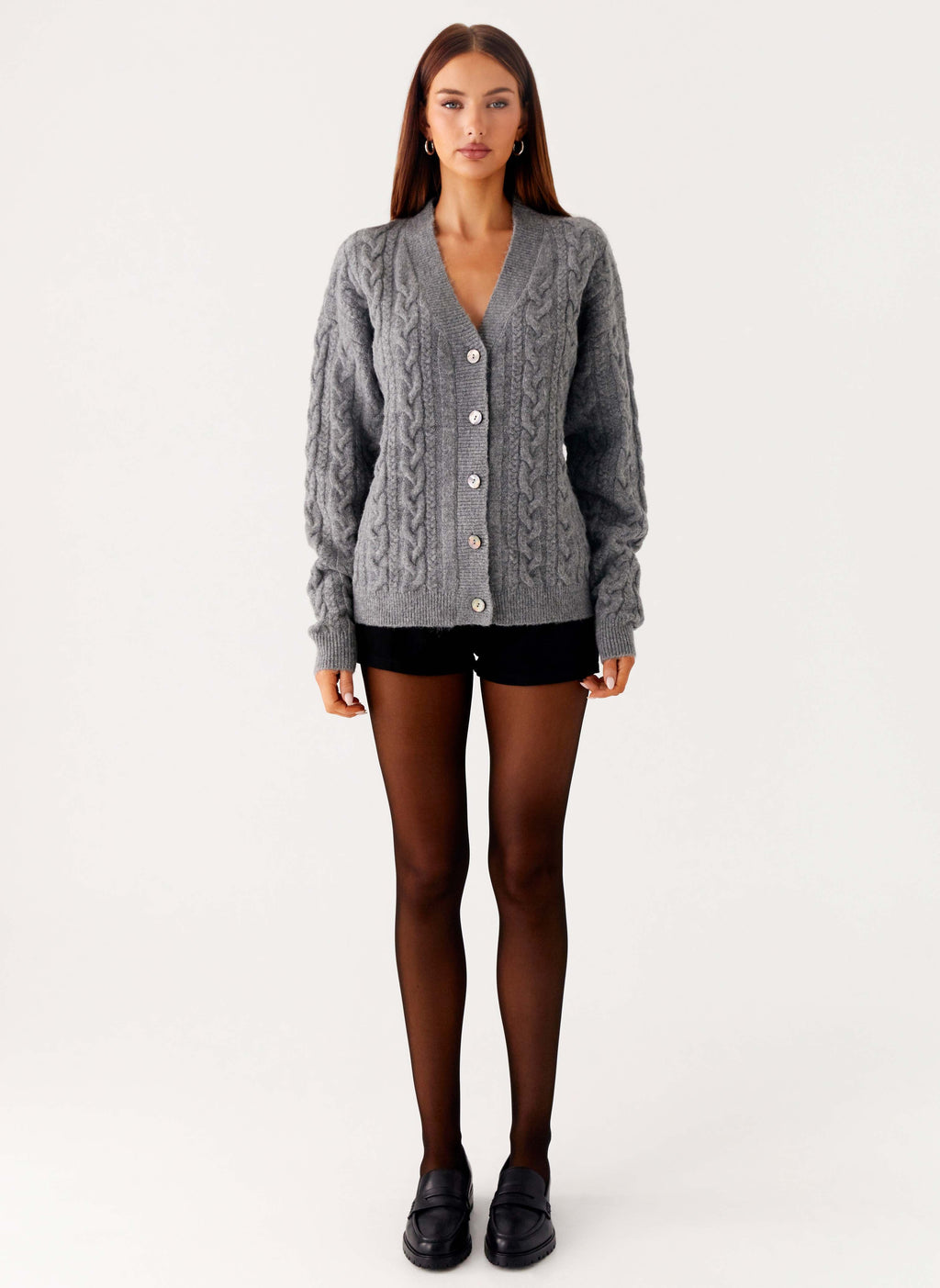 Drop-Shoulder V-Neck Cardigan