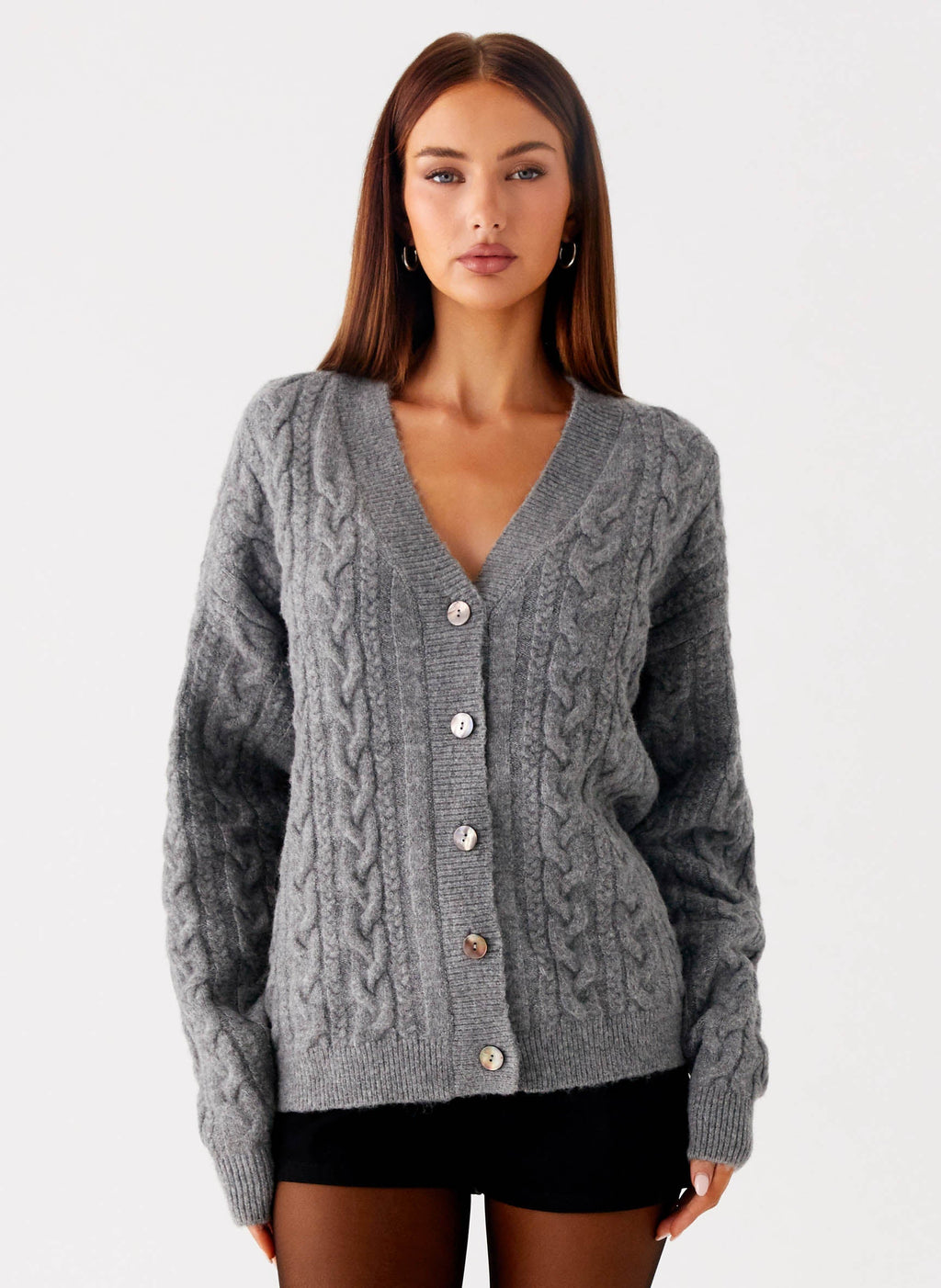 Drop-Shoulder V-Neck Cardigan