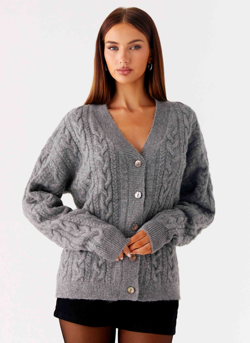 Drop-Shoulder V-Neck Cardigan