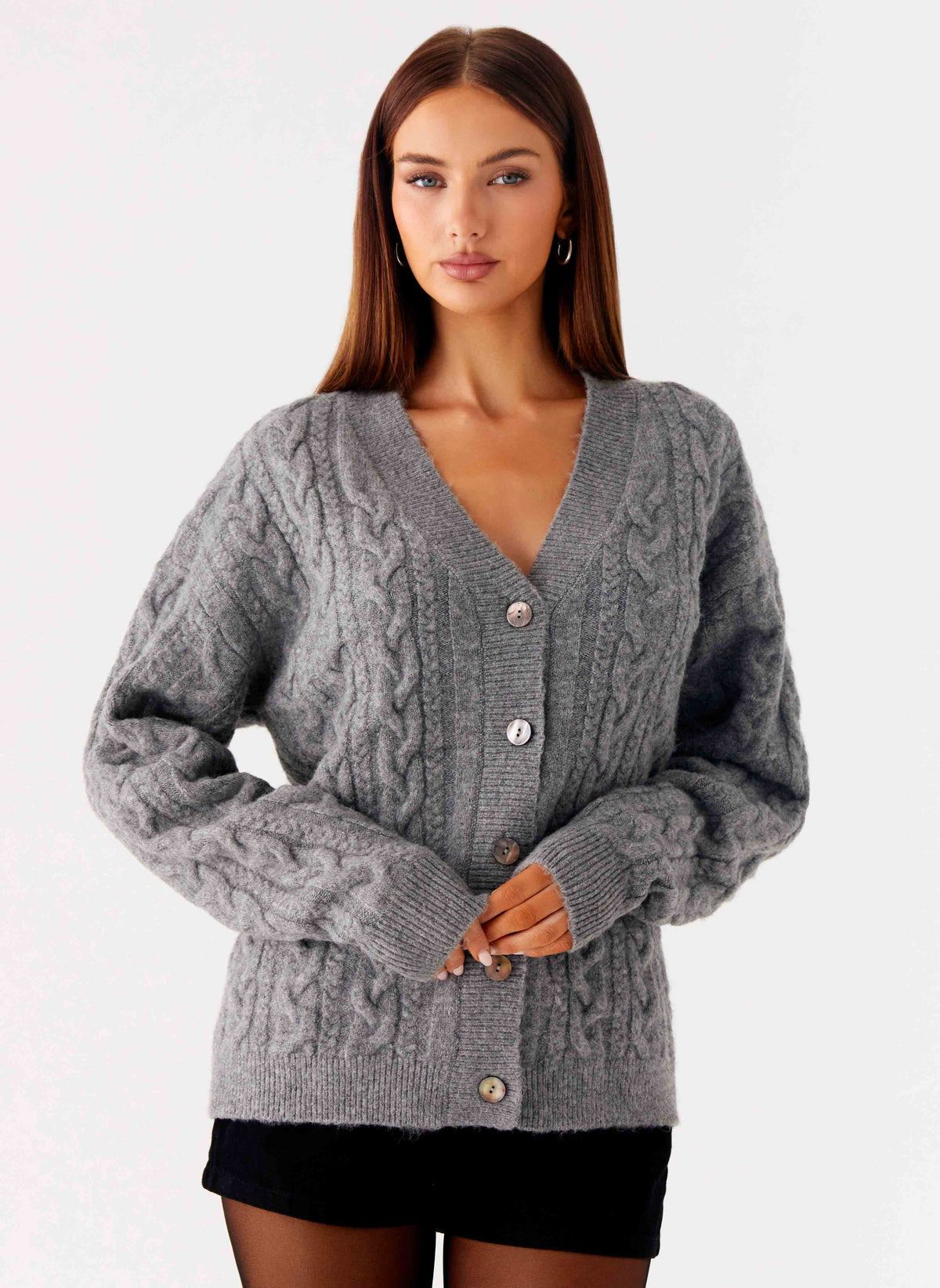 Drop-Shoulder V-Neck Cardigan
