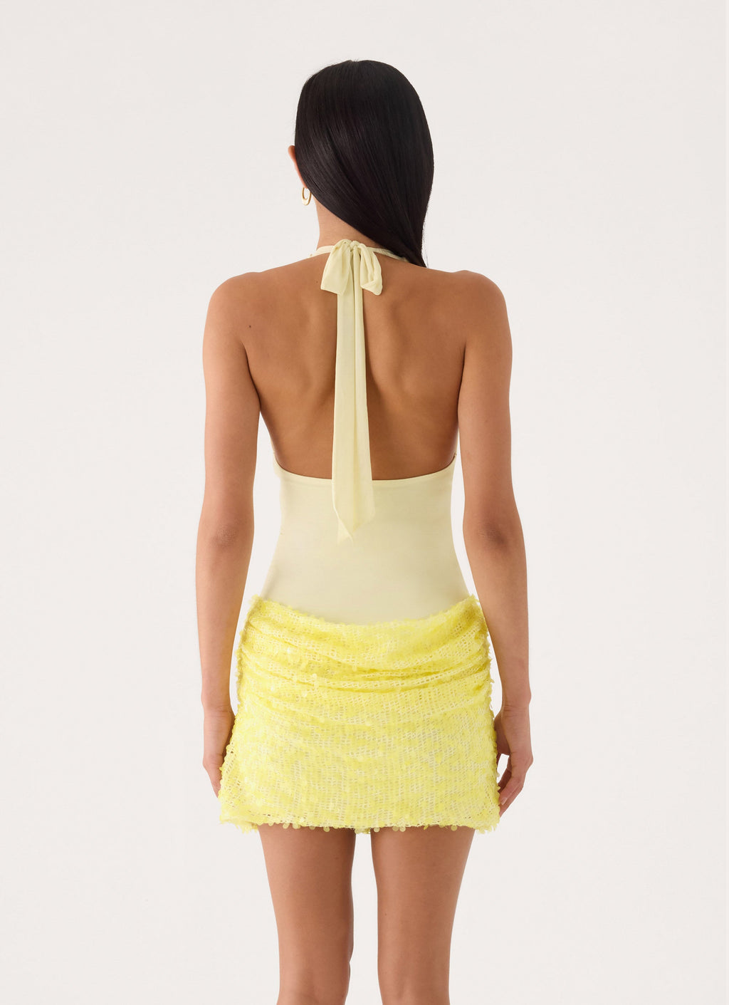 Sequin-Drape Halter Mini