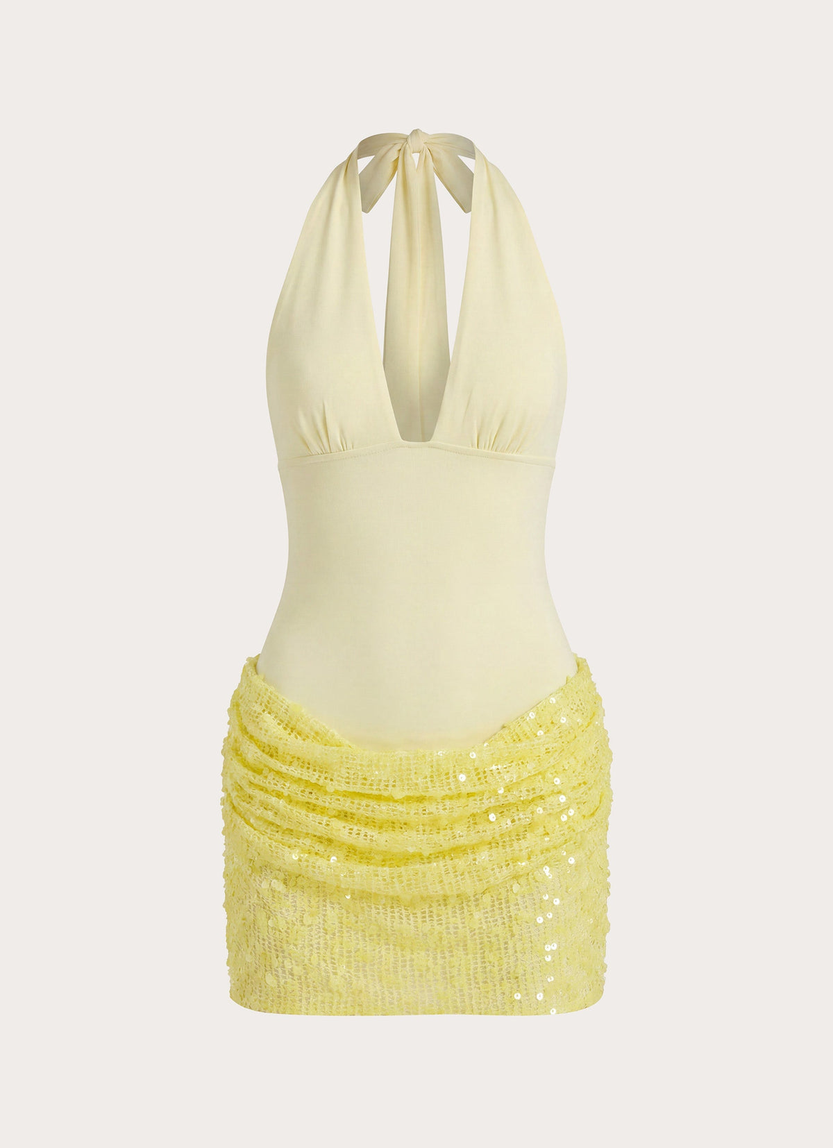 Sequin-Drape Halter Mini