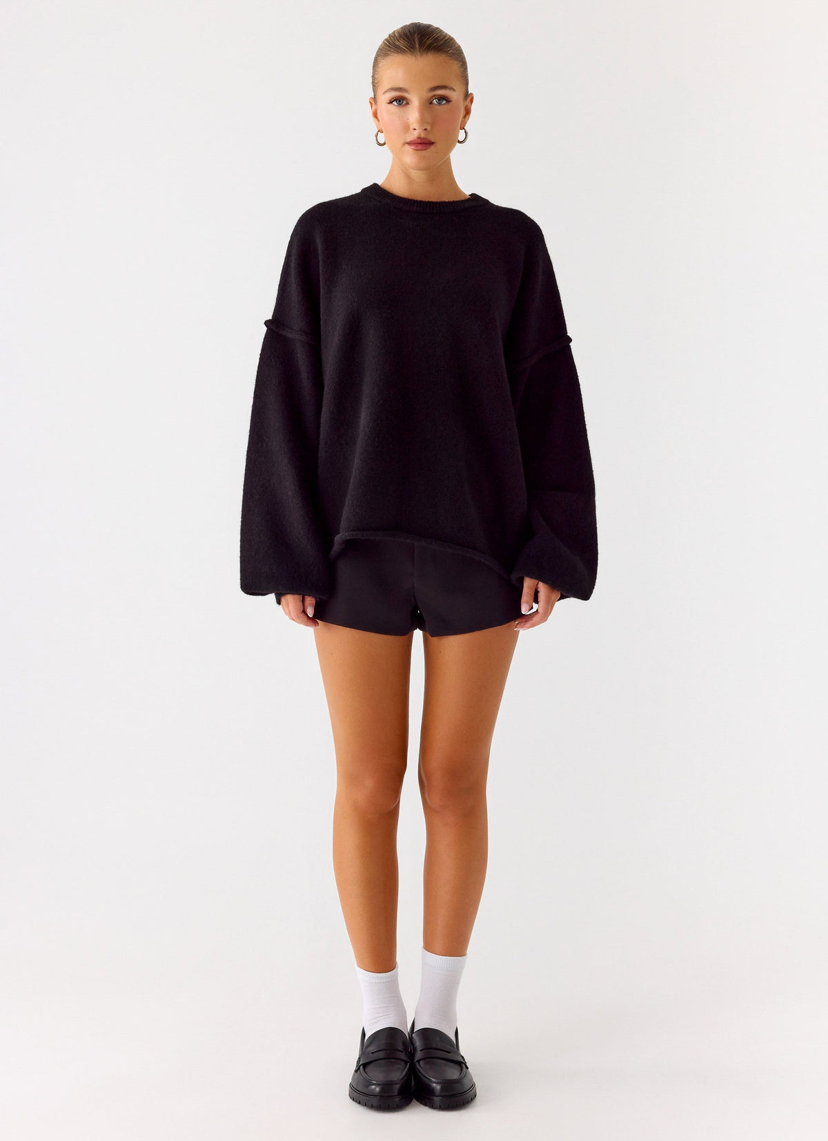 Wool-Spandex Relaxed Sweater‌