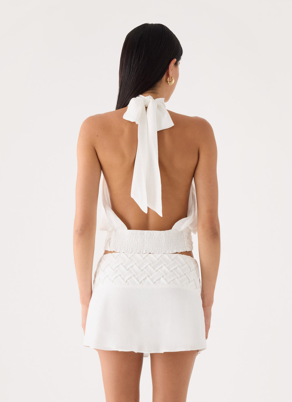 Crinkle Tie Backless Crop