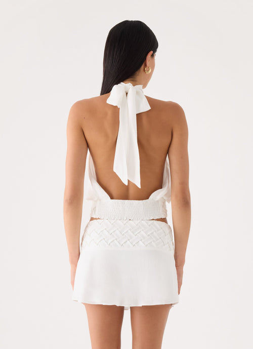 Crinkle Tie Backless Crop