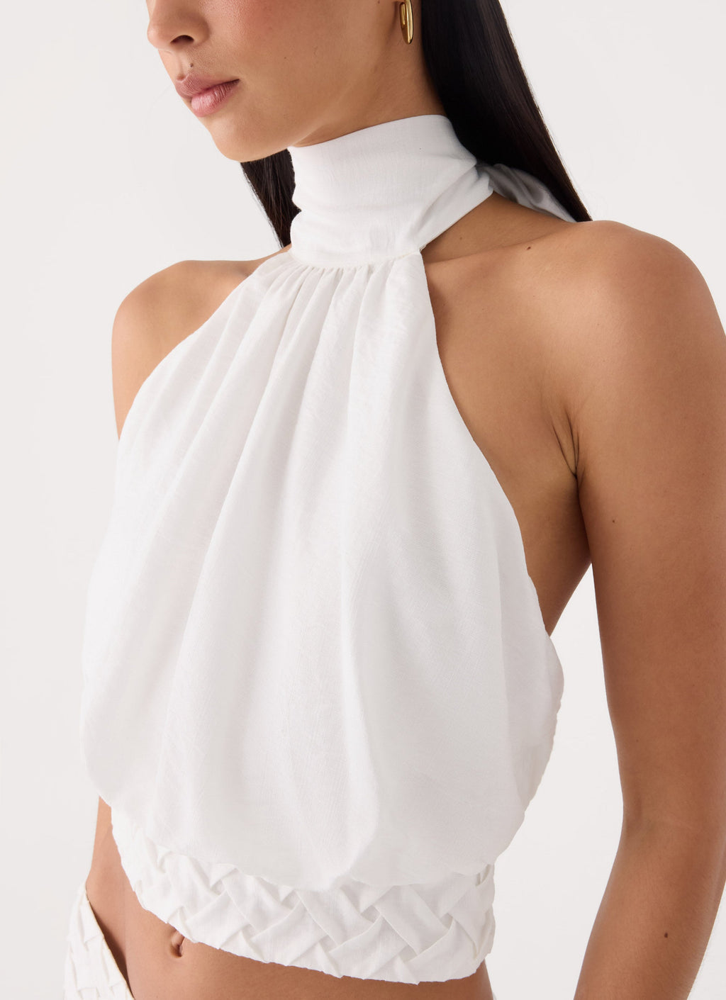 Crinkle Tie Backless Crop