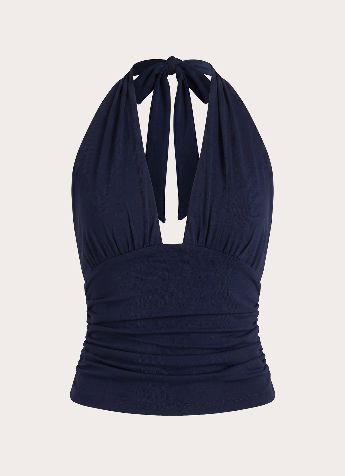 Side-Ruched Stretch Halter Top