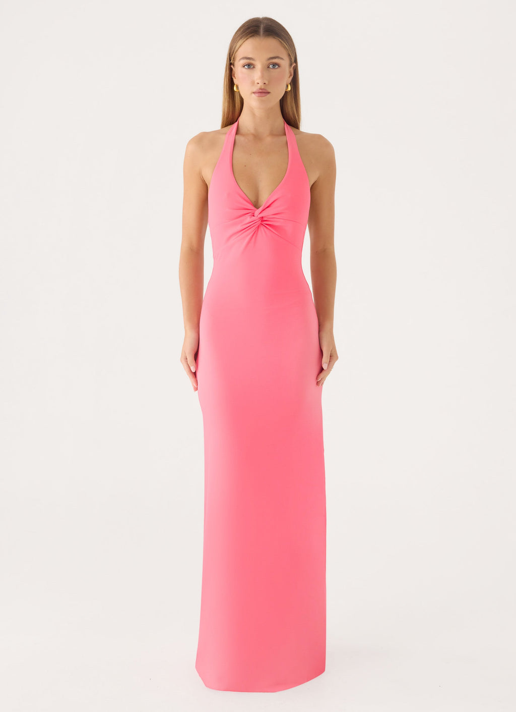 Contoured Wrap Satin Maxi