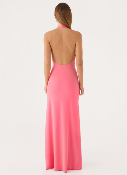 Contoured Wrap Satin Maxi