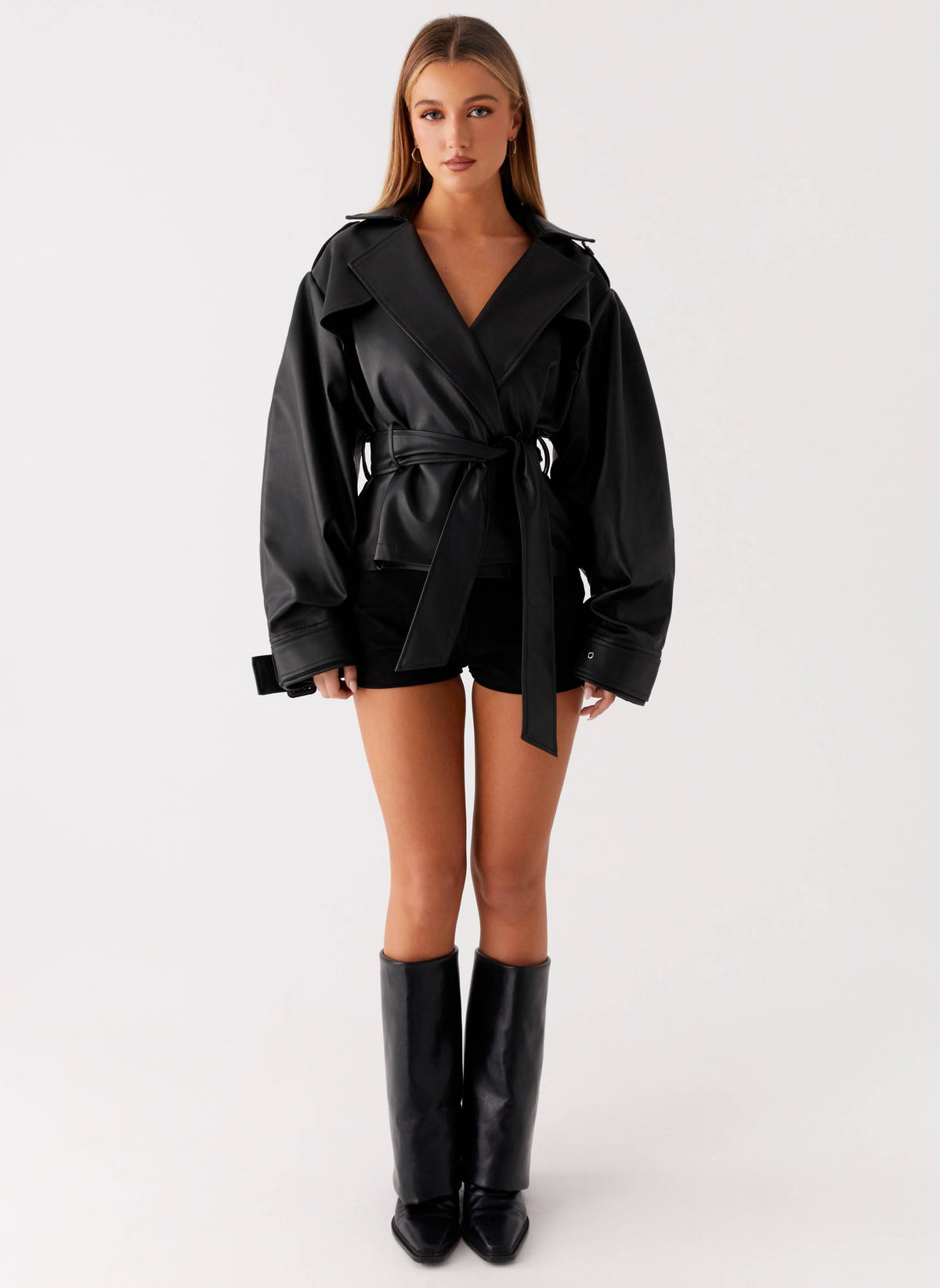 Shoulder-Tab Cinch Trench