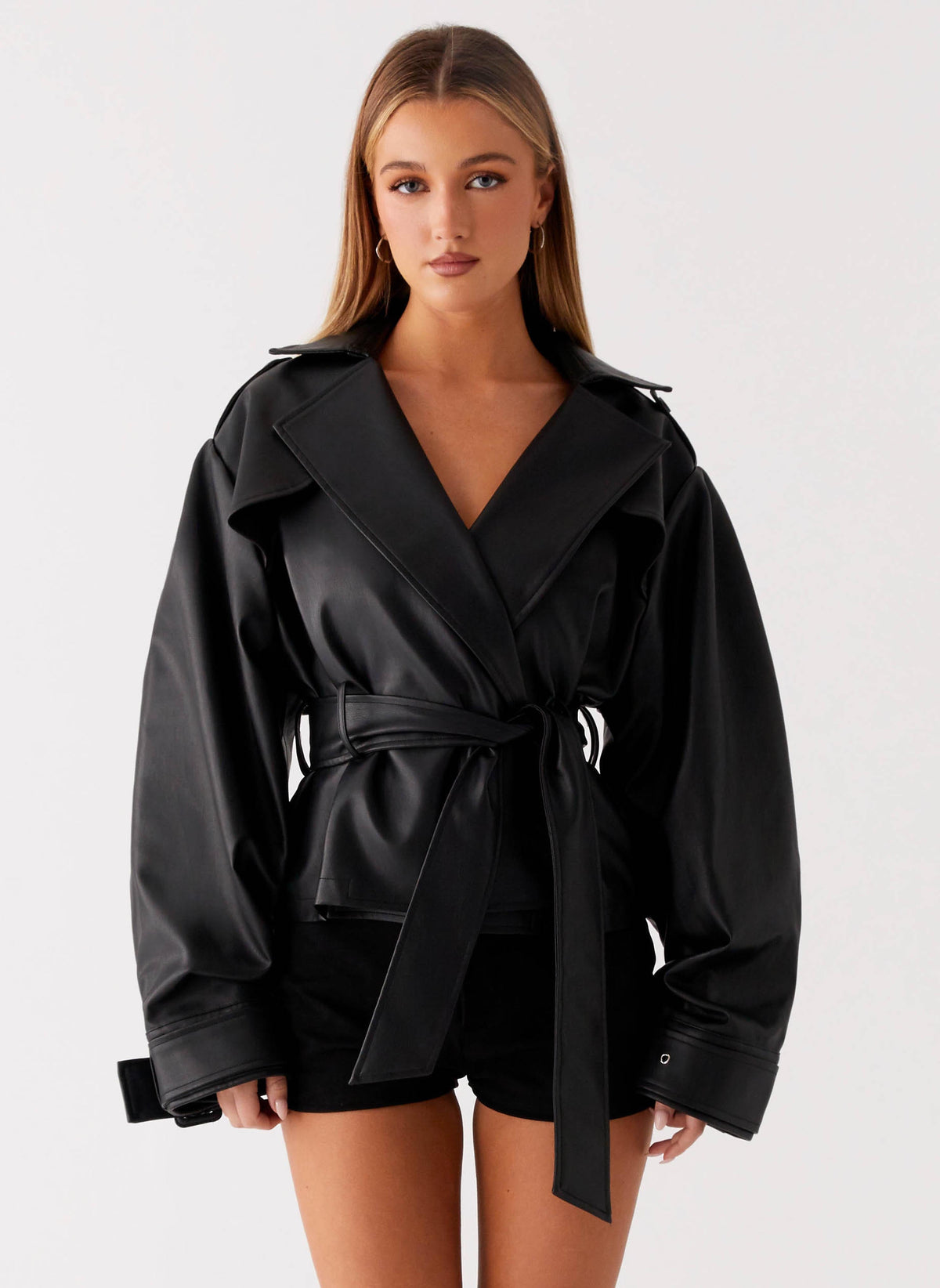 Shoulder-Tab Cinch Trench