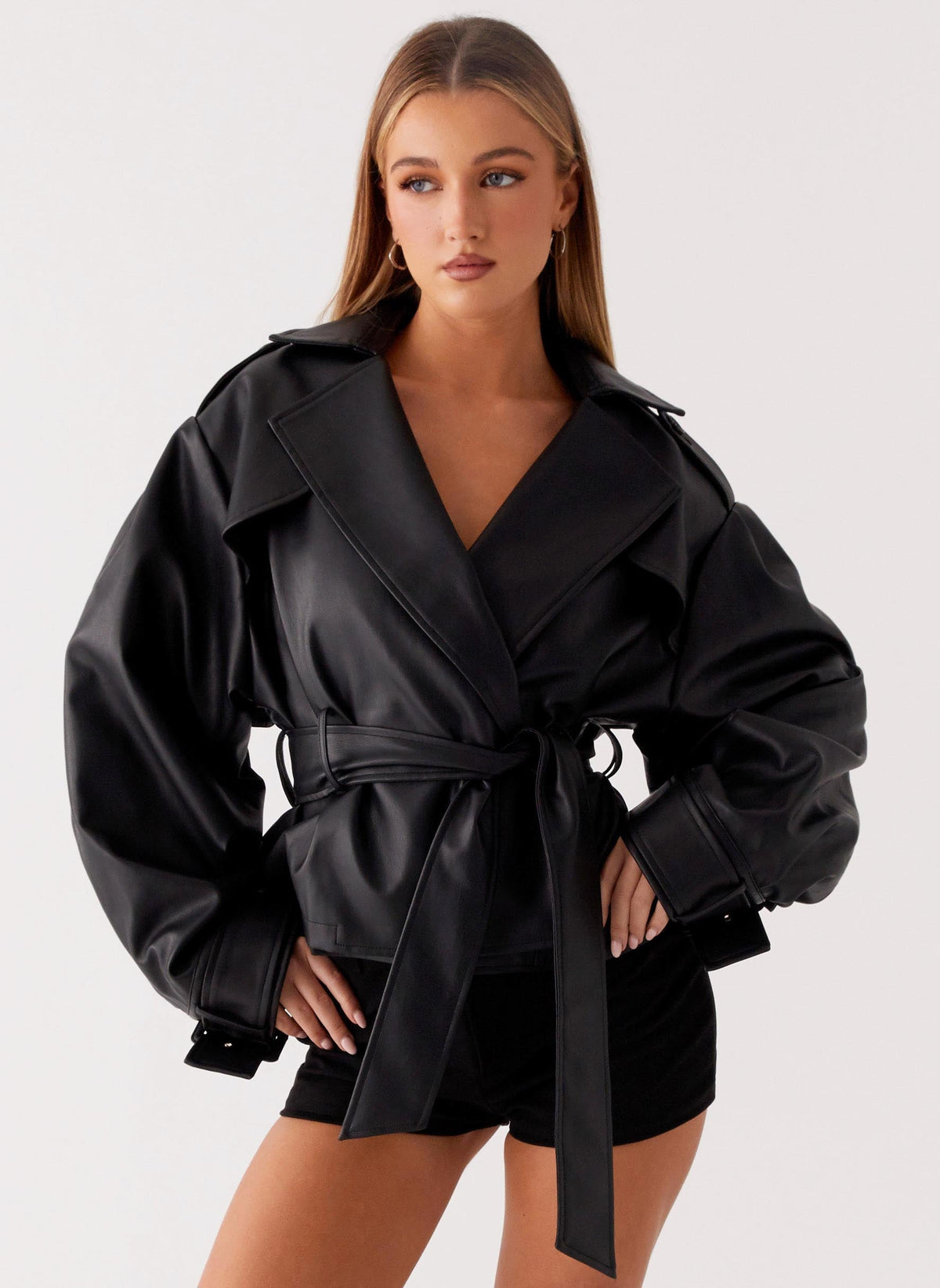 Shoulder-Tab Cinch Trench