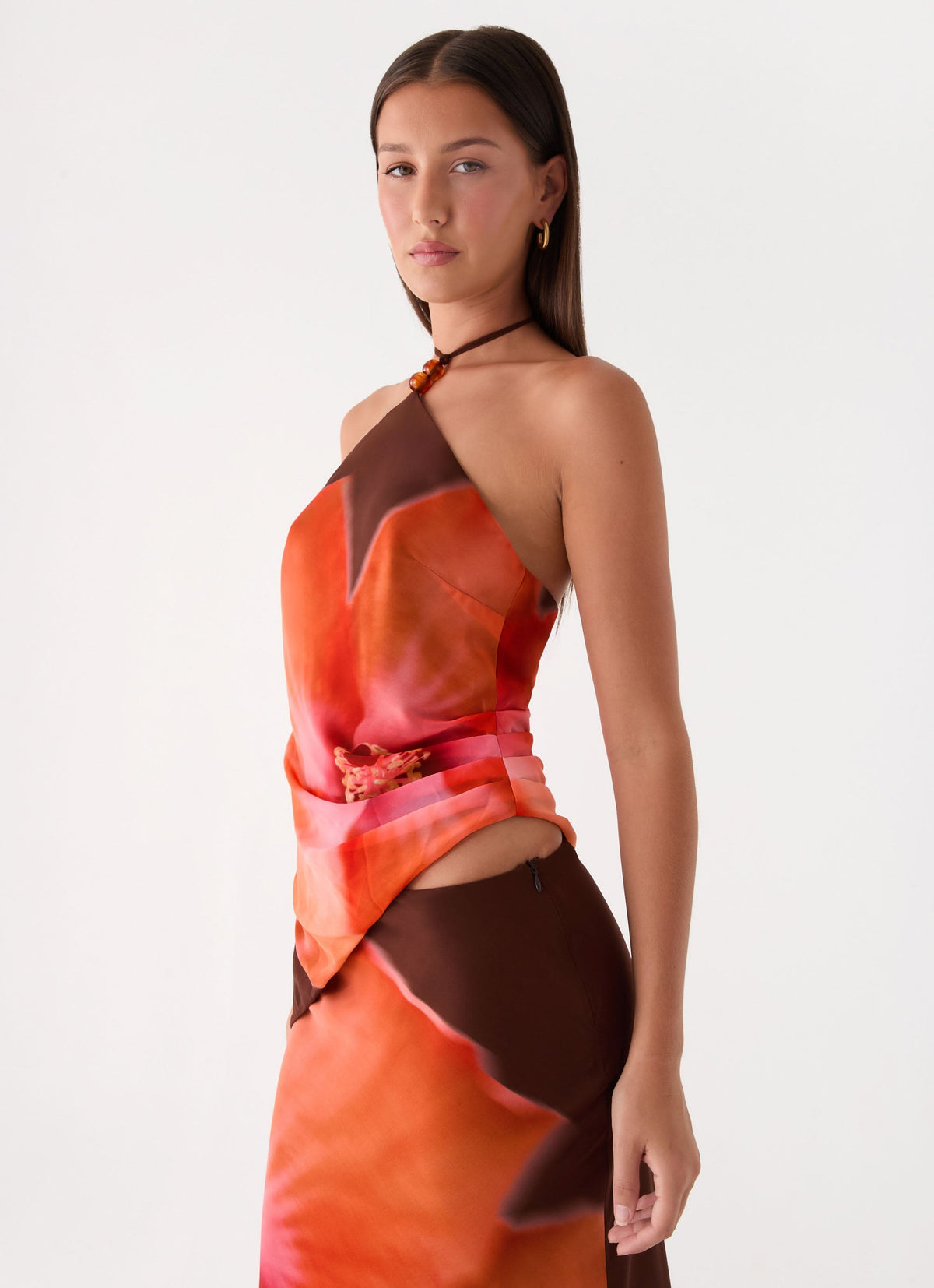 Beaded Pleat Mesh Top