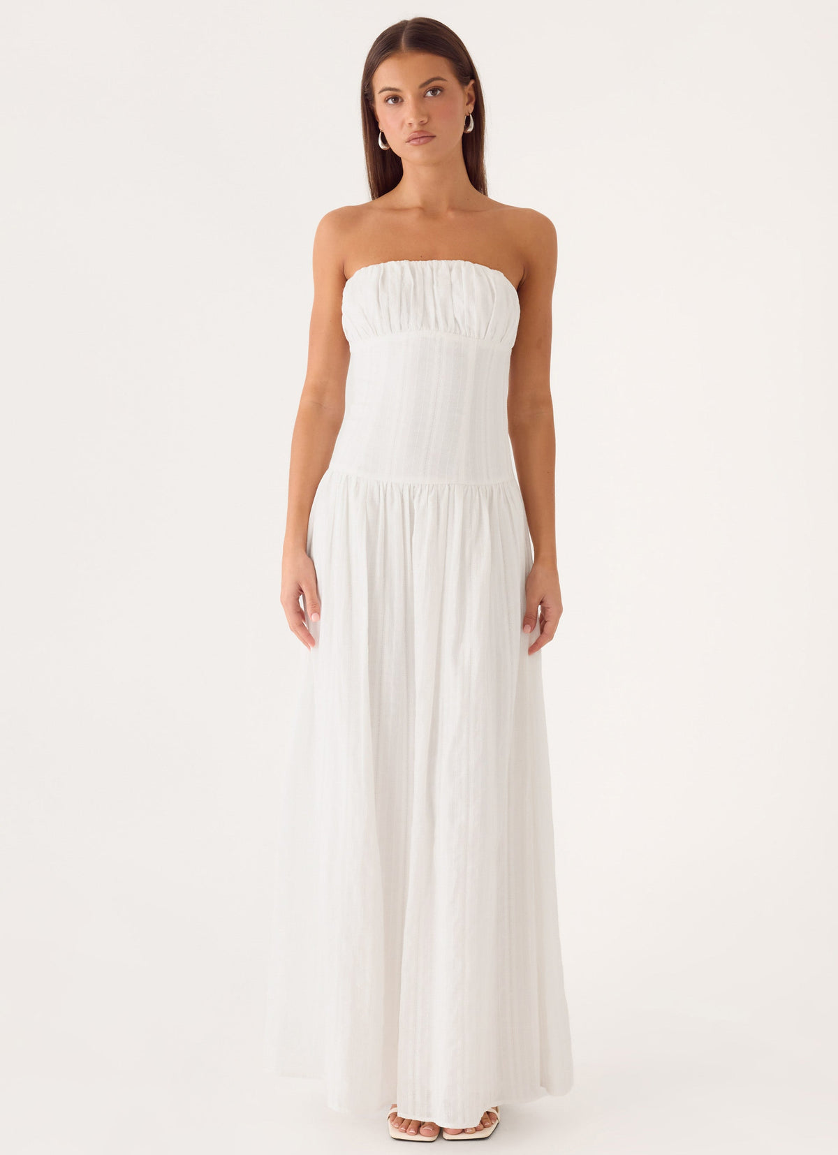 Strapless Ruched Maxi Dress