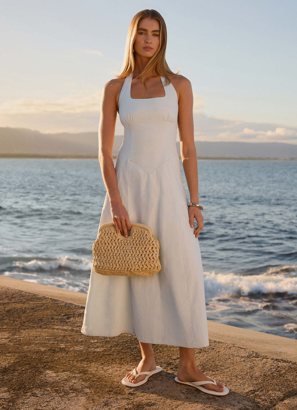 Square Neck Halter Cotton Dress