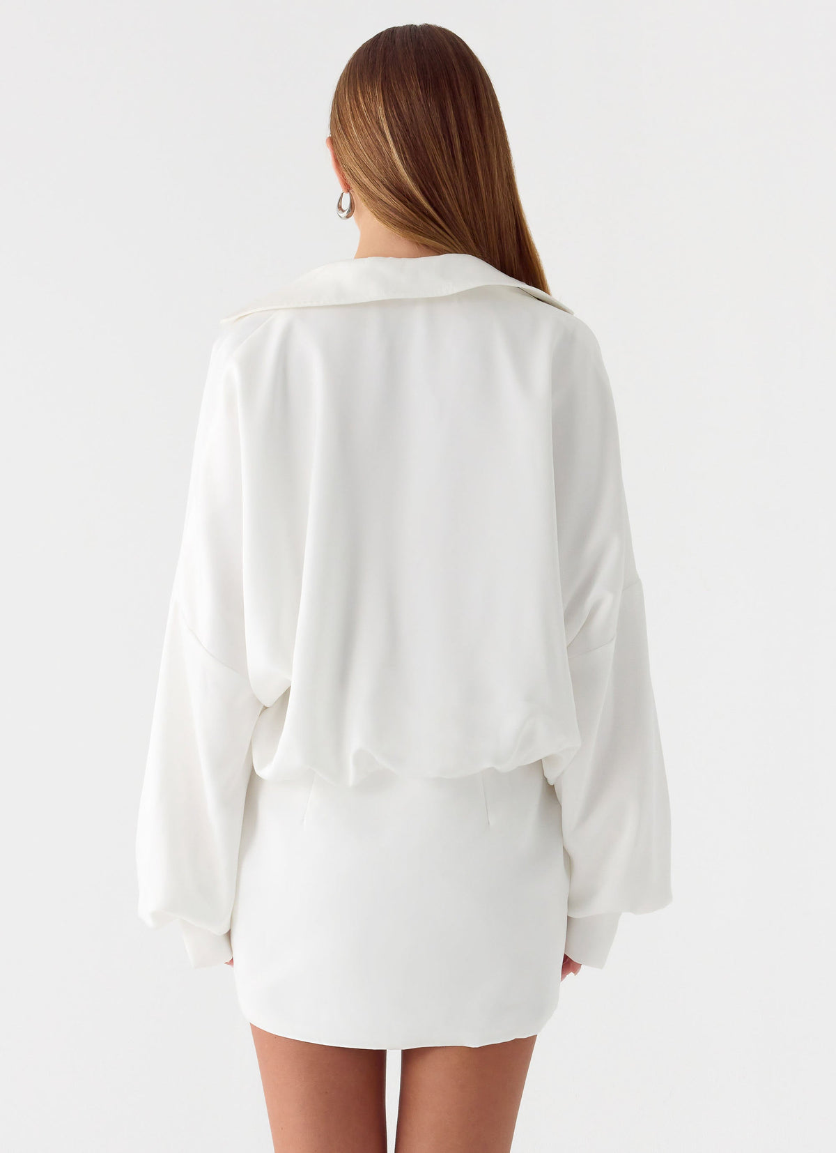 Balloon-Sleeve Satin
